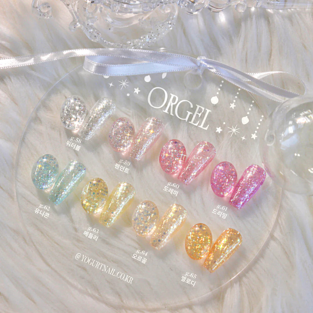 Yogurt Nail Orgel Glitter Gel Collection - Full 8pc Set/Individual Bottles