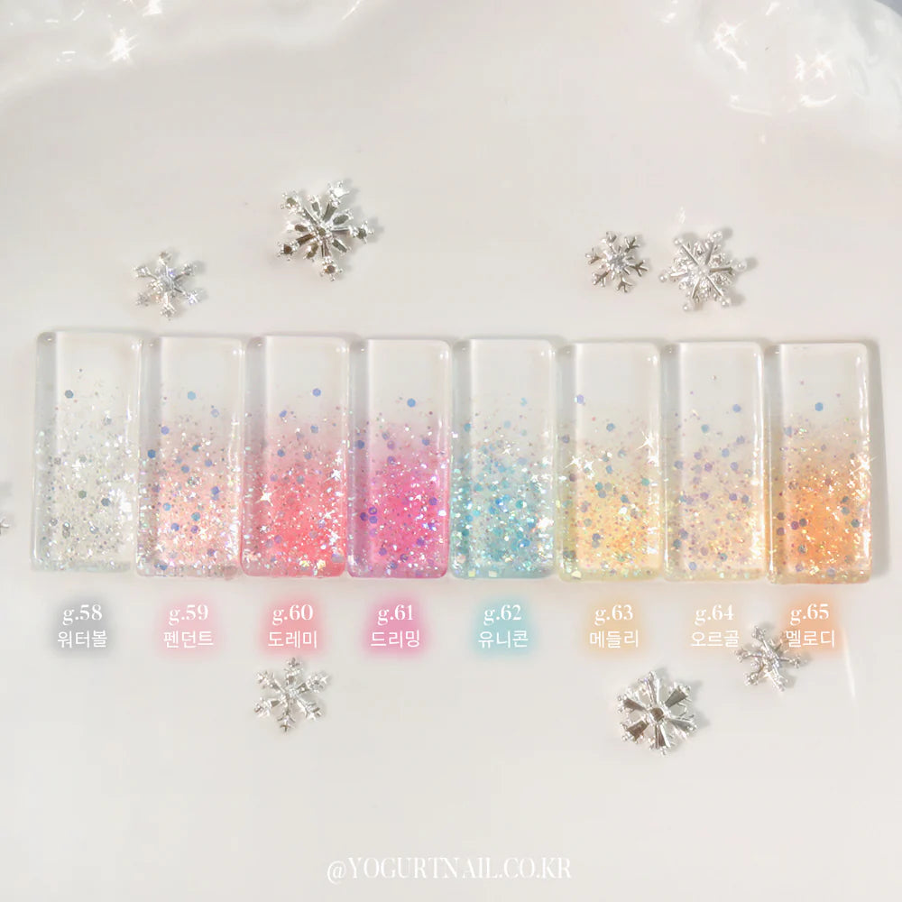 Yogurt Nail Orgel Glitter Gel Collection - Full 8pc Set/Individual Bottles