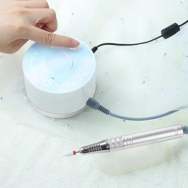 Peony Brushelss E-file/Nail Drill with Retractable Drill Bit Internal Storage System + 6 drill bits and handpiece stand