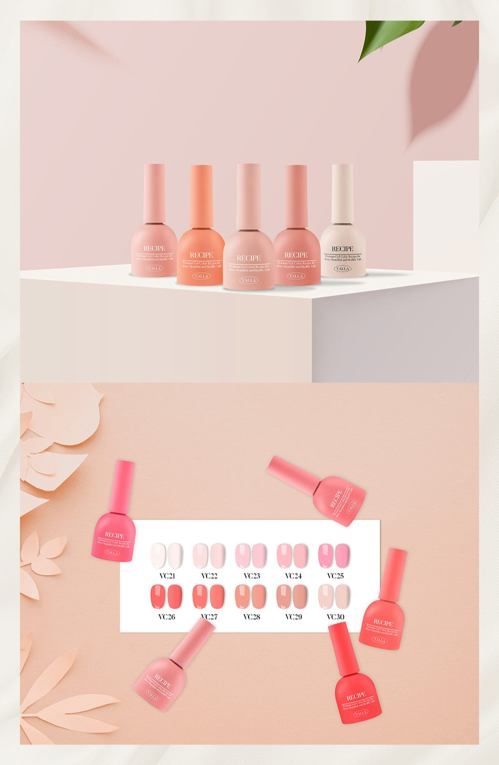 Valla Solid Non-Wipe Colour Collection - Coral Pink Series VC21-VC30 (Individual Colours)