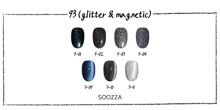 SOOZZA 93 Series Magnetic & Glitter Gel Collection - Full 7pc Set/Individual Bottles