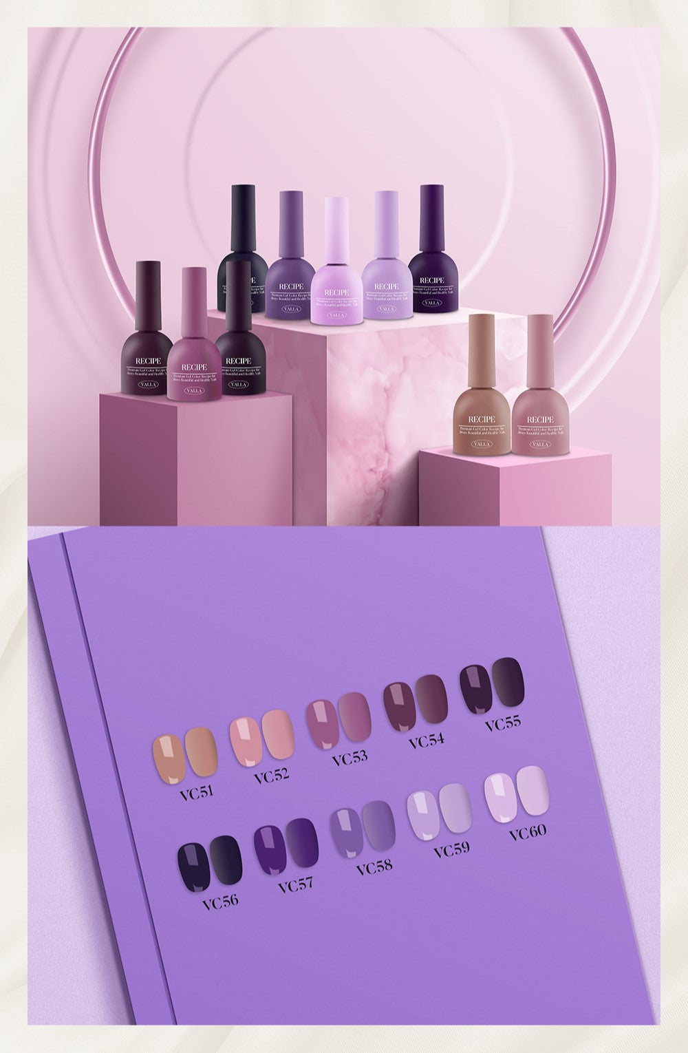 Valla Solid Non-Wipe Colour Collection - Purple Series VC51-VC60 (Individual Colours)