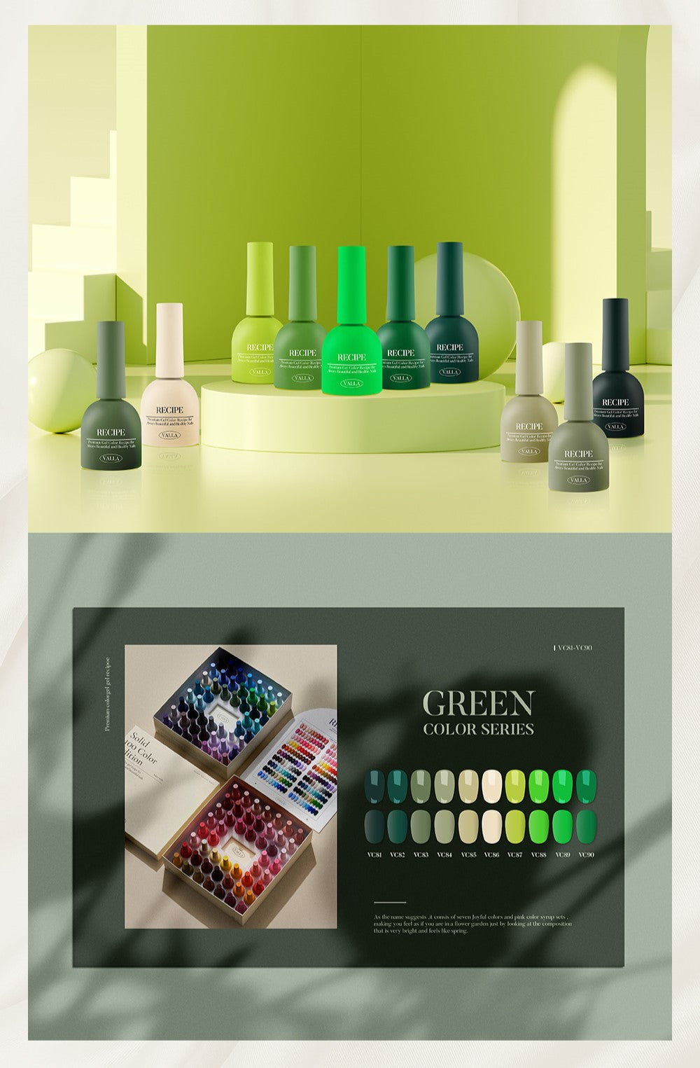 Valla Solid Non-Wipe Colour Collection - Green Series VC81-VC90 (Individual Colours)