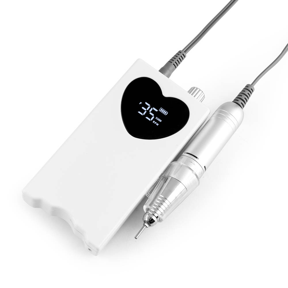 Peony Portable Heart E-File/Nail Drill + stand, bits and bands - 3 colours