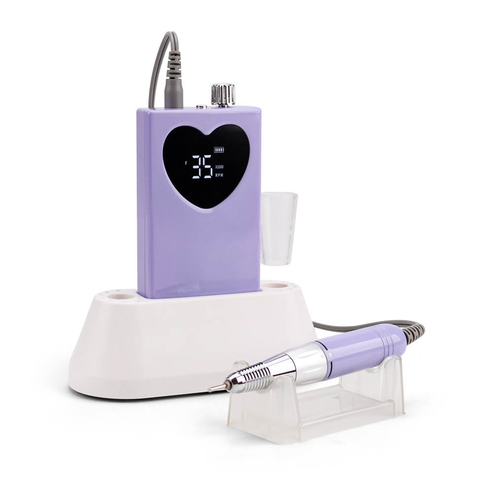 Peony Portable Heart E-File/Nail Drill + stand, bits and bands - 3 colours