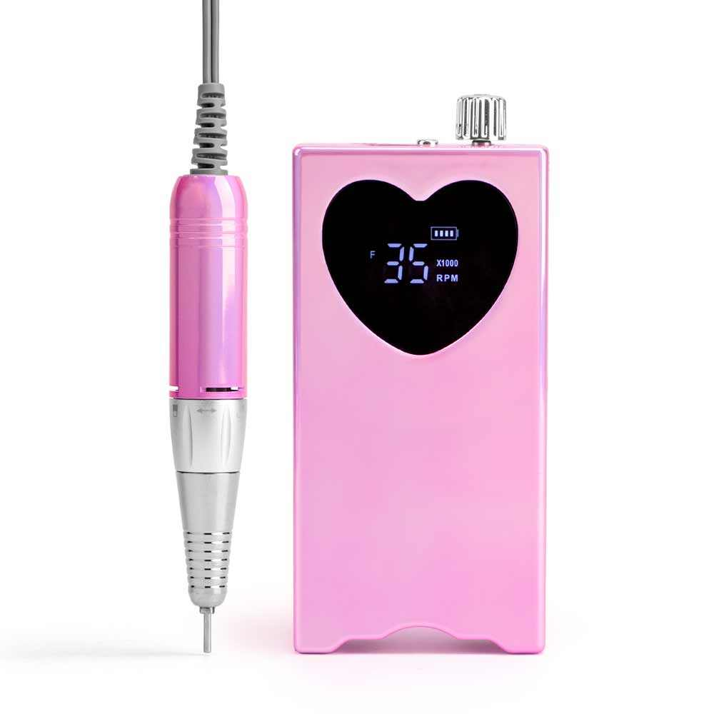 Peony Portable Heart E-File/Nail Drill + stand, bits and bands - 3 colours