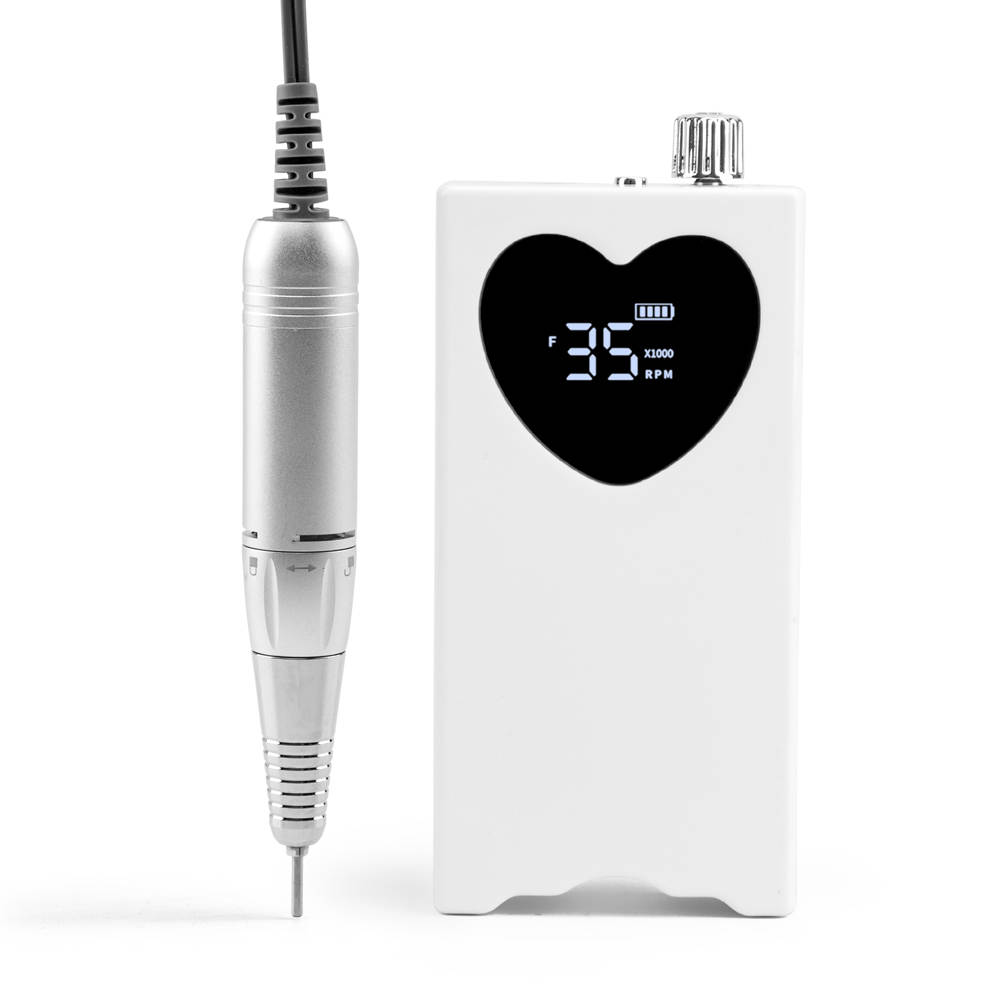 Peony Portable Heart E-File/Nail Drill + stand, bits and bands - 3 colours