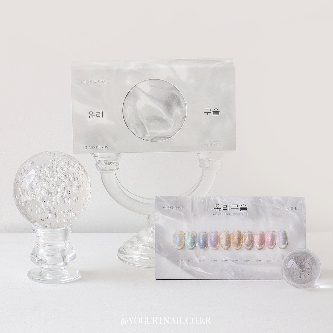 Yogurt Nail Korea Glass Bead Cat Eye Glitter Gel Full 10pc