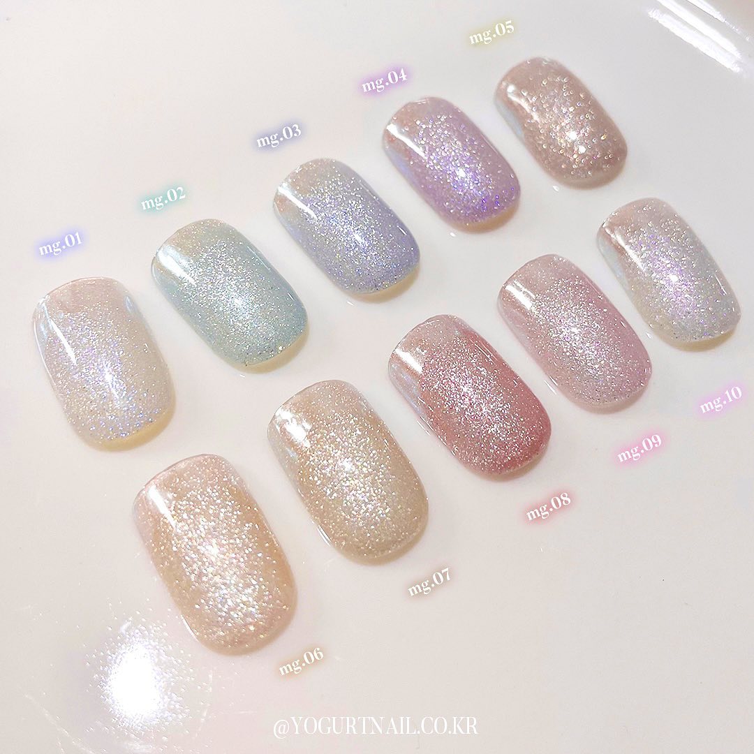 Yogurt Nail Glass Bead Magnetic Cat Eye Glitter Gel - Full 10pc Collection/Individual Bottles