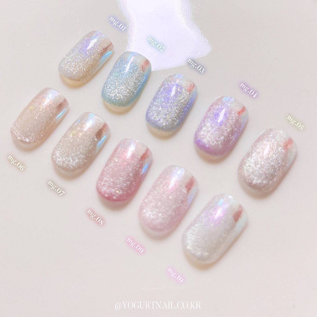 Yogurt Nail Glass Bead Magnetic Cat Eye Glitter Gel - Full 10pc Collection/Individual Bottles