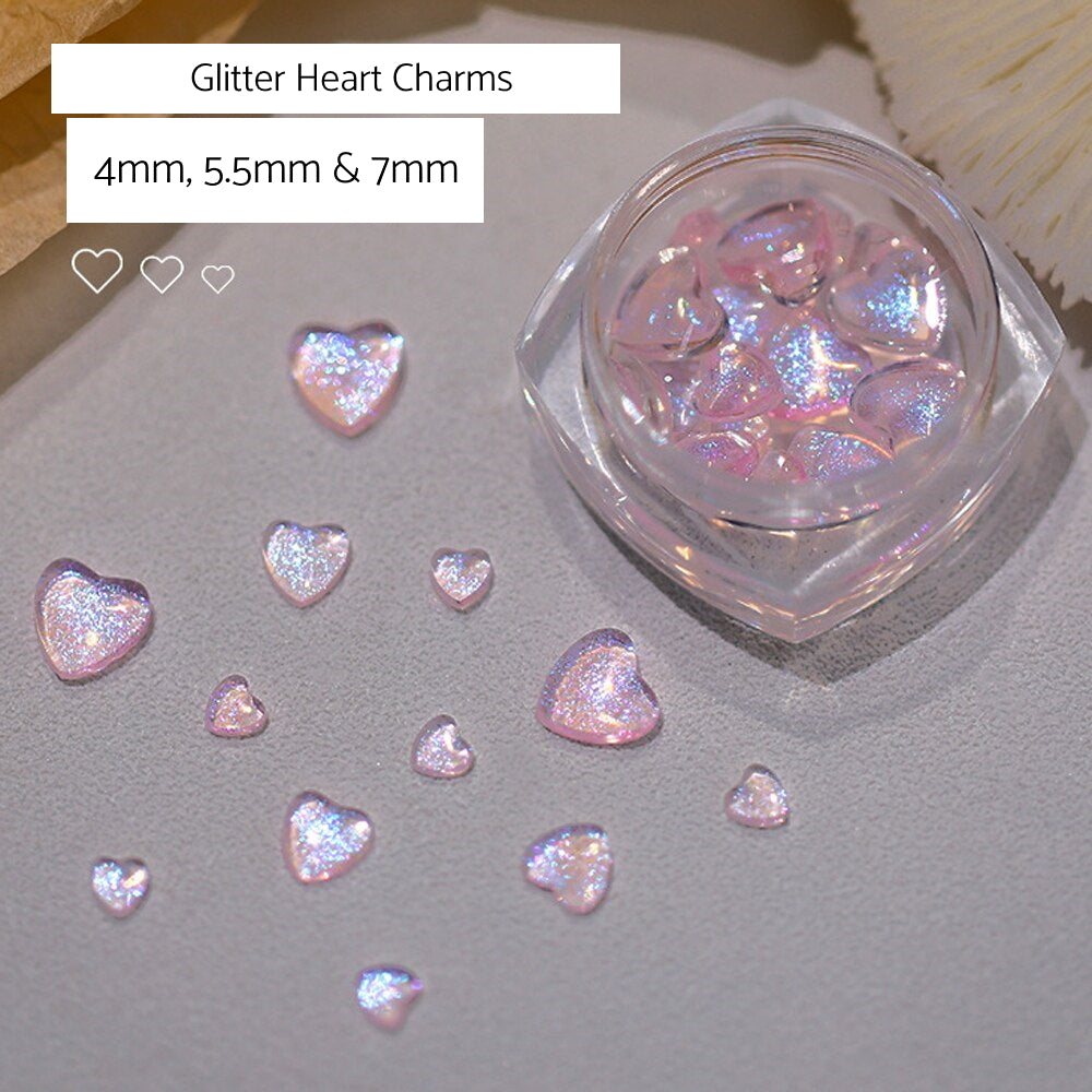Glitter Heart Charms - 3 colour options