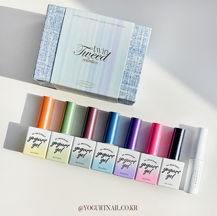 Yogurt Nail Korea Twin Tweed 8pc Collection - Full 8pc Collection/Individual Bottles