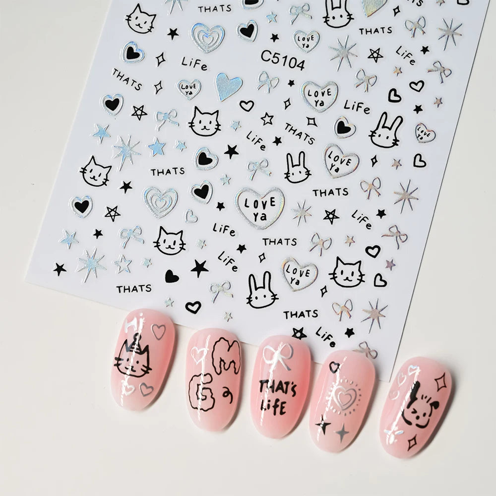 Cat bunny scribble stickers