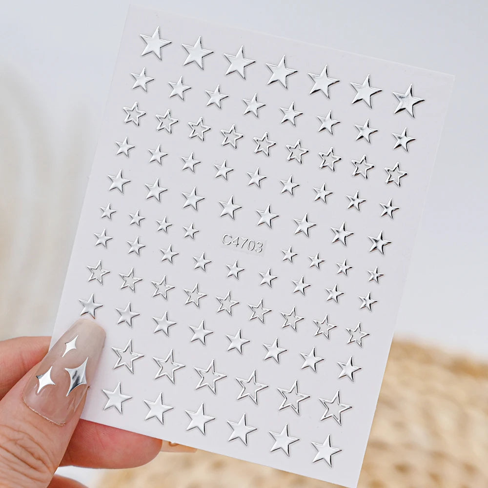 Silver star stickers
