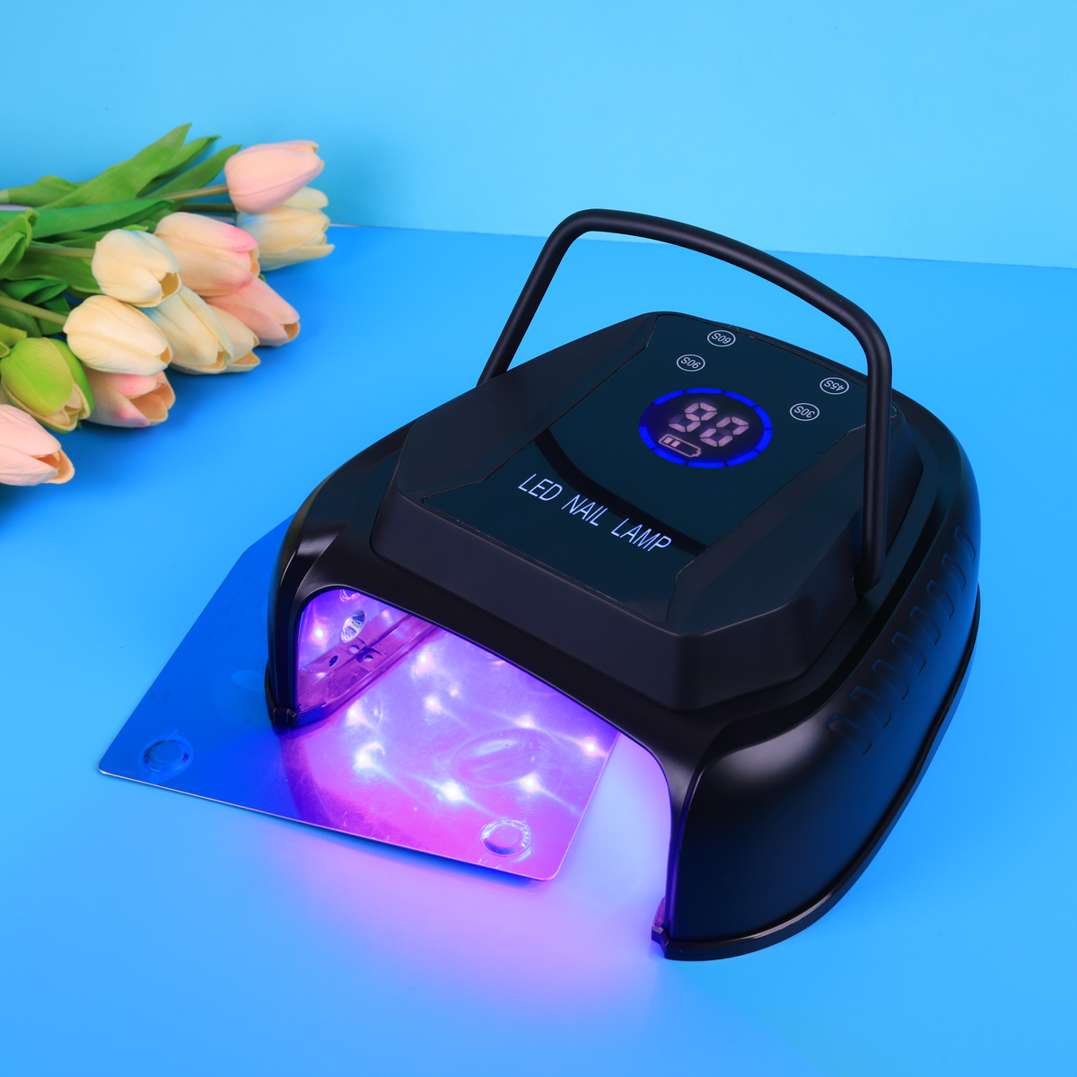 Peony Premium Aluminium Cordless Nail Lamp (Rechargeable) - Black