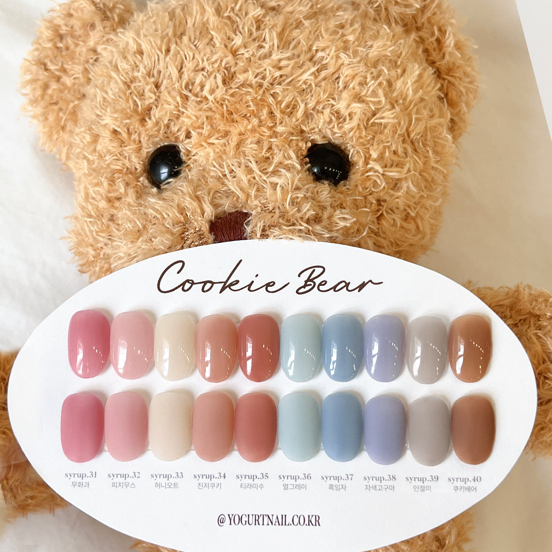 Yogurt Nail Korea Cookie Bear Syrup Gel Collection - Full 10pc Collection/Individual Bottles