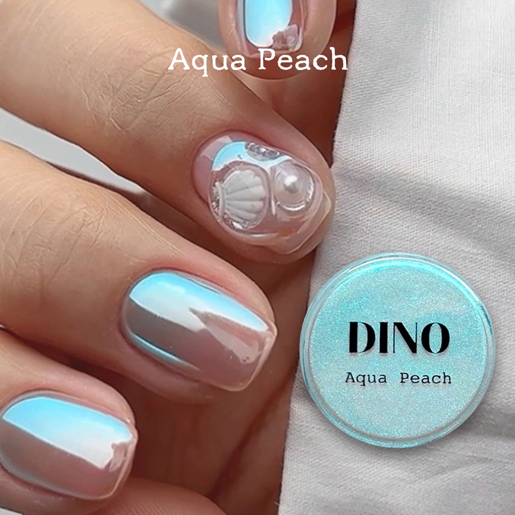 DINO It's Nail O'Clock Chrome Powder - Aqua Peach