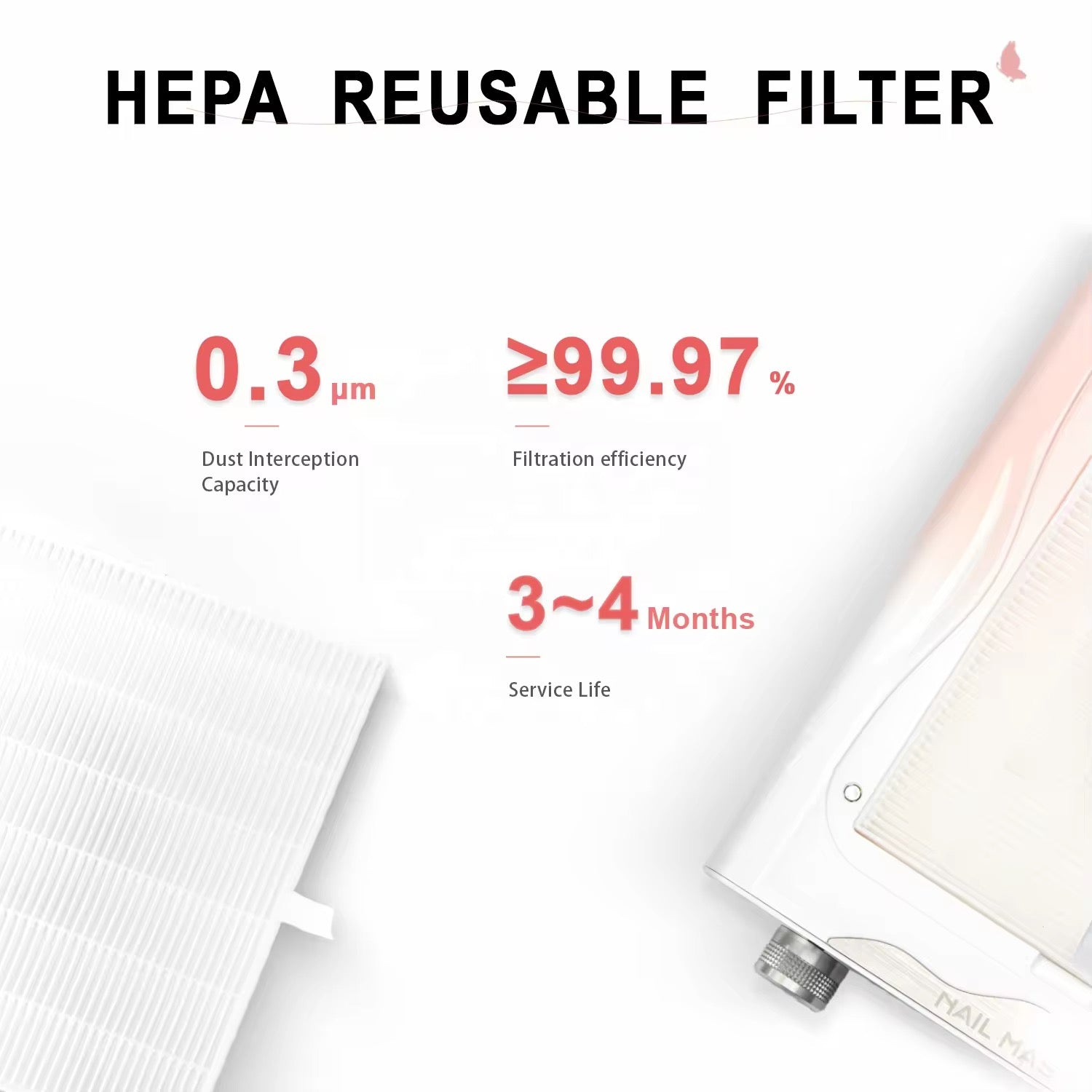 Peony Dust Collector with Butterfly Design and LED Screen