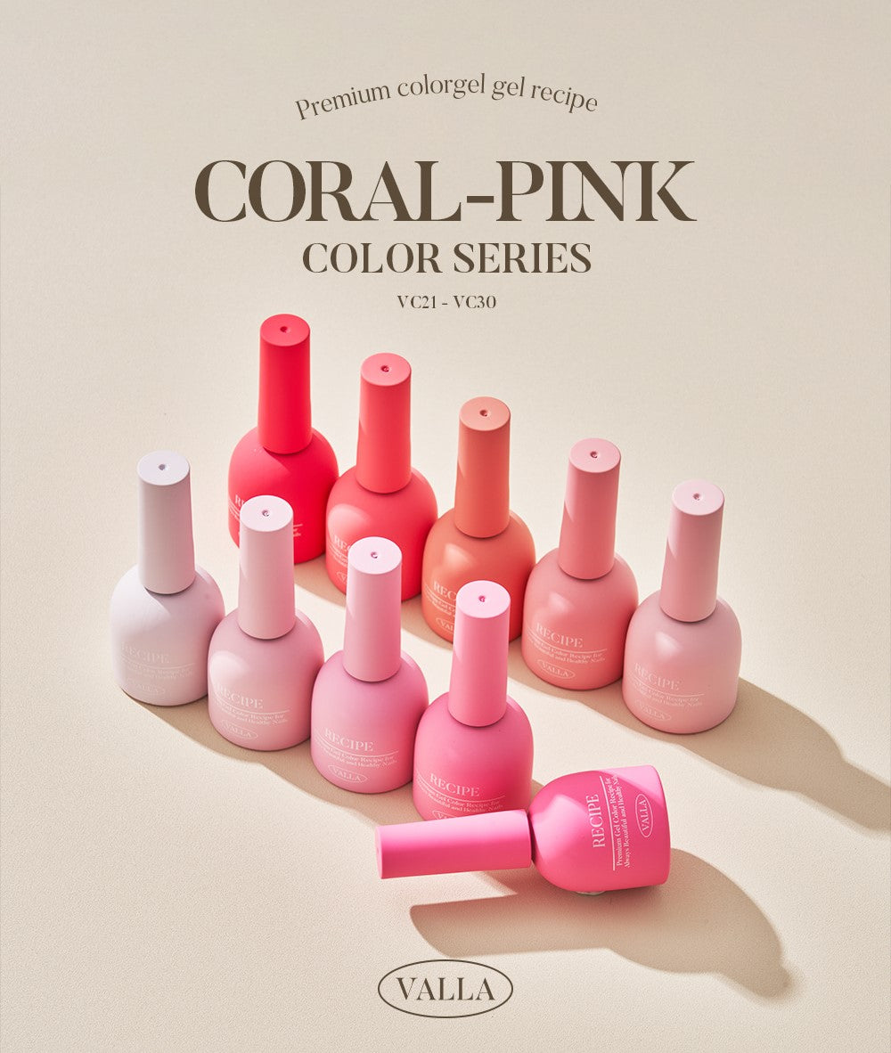 Valla Solid Non-Wipe Colour Collection - Coral Pink Series VC21-VC30 (Individual Colours)