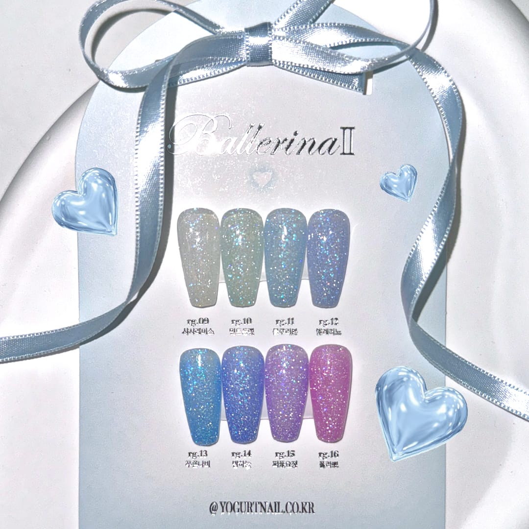 Yogurt Nail Korea Ballerina II Reflective Glitter Collection - Full 8pc Set/Individual Bottles