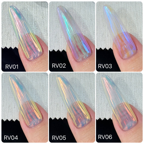 MPA Transparent Ice Moonlight Chrome Powder by misspinknail - Full 6pc set/Individual Colours