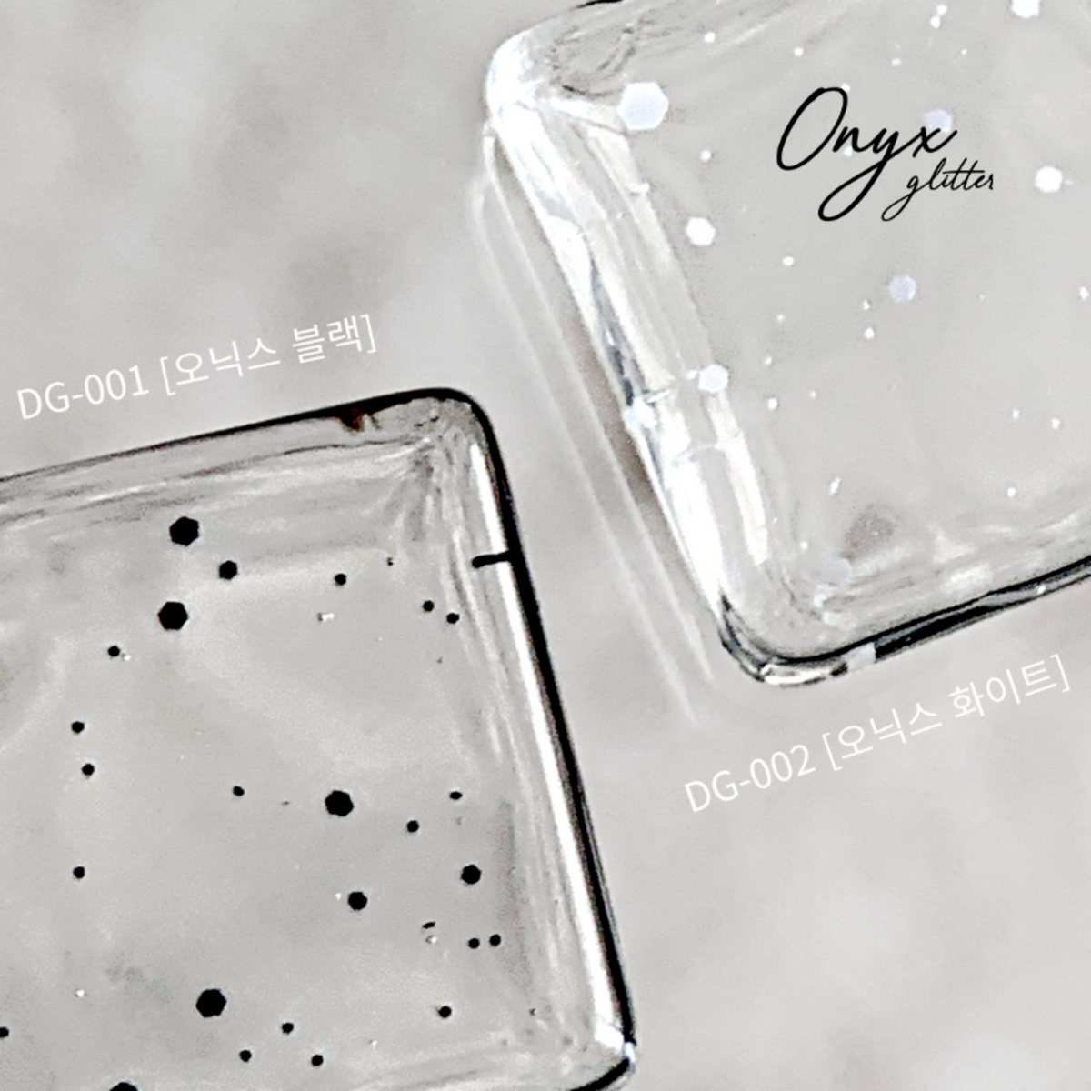 DINO It's Nail O'Clock Onyx Glitter Gel - 2pc set/Black/White