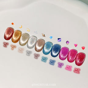 (LAUNCH DISCOUNT) Yogurt Nail Korea Magic Beads Magnetic Cat Eye Glitter Gel - Full 10pc Collection/Individual Bottles