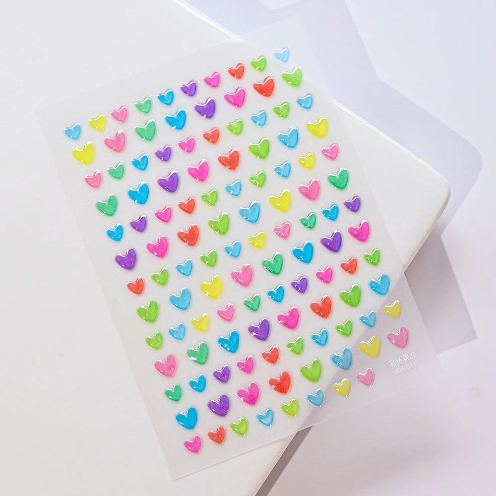 Colourful jelly heart stickers