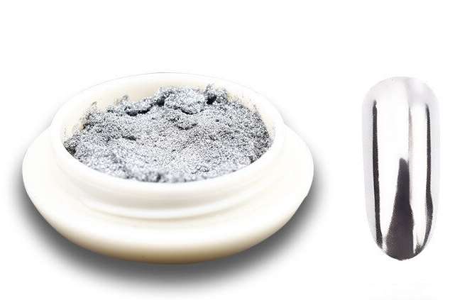 Silver chrome powder with applicator
