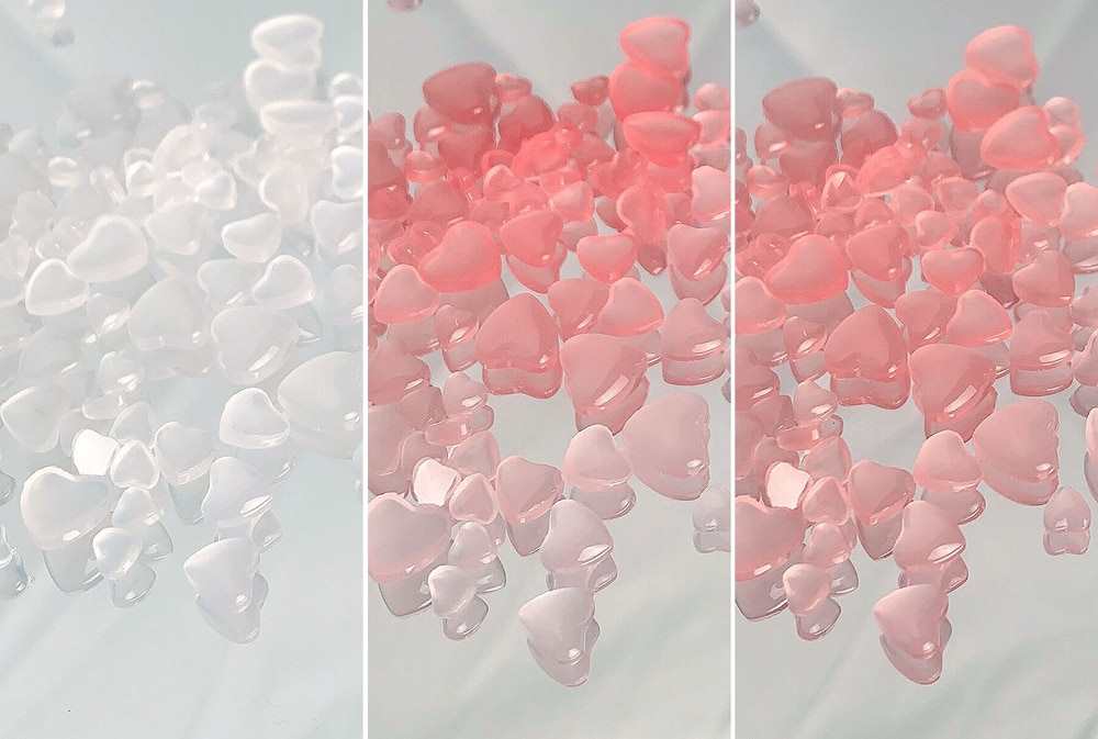 UV react heart charms - 3 colours