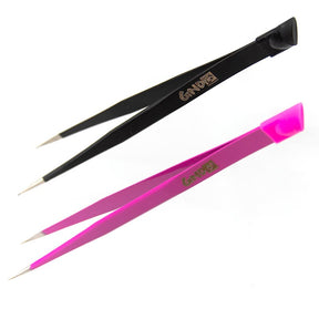 Nail tweezers with silicon tool - black/pink