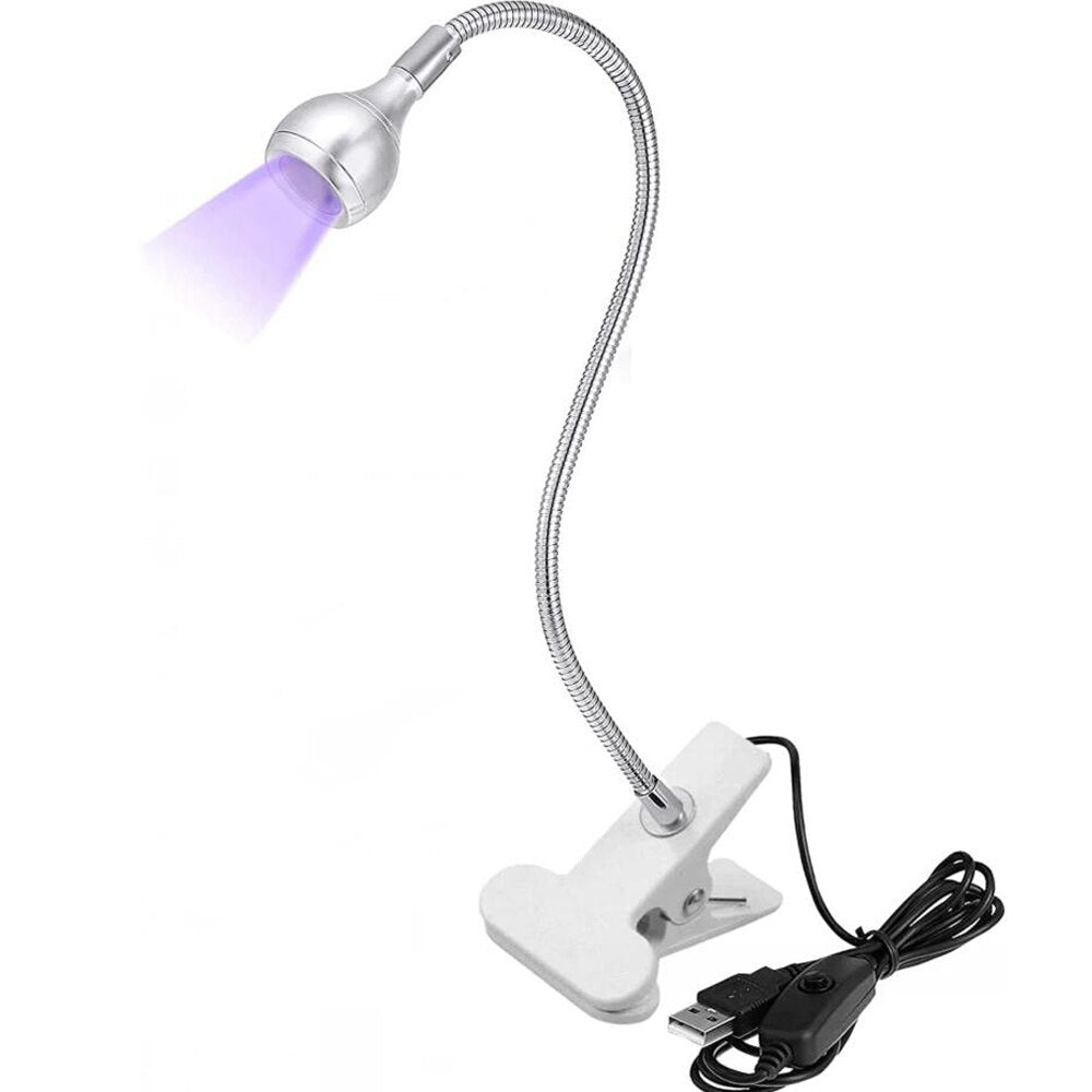 Lámpara de curado UV ajustable (con clip) - negro/plata