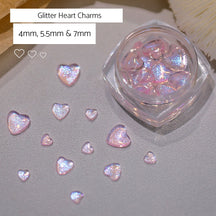 Charms de corazón con purpurina - 3 opciones de color