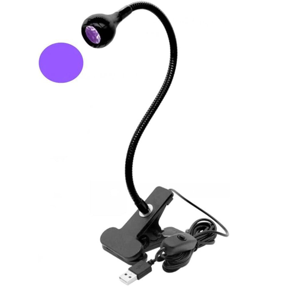 Lámpara de curado UV ajustable (con clip) - negro/plata